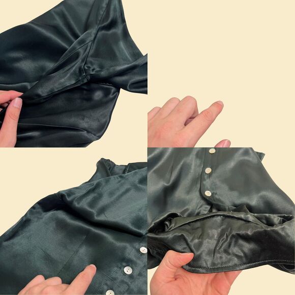 Vintage 70s 2-piece skirt & blouse set, Synari size 12/M floral green maxi skirt - Picture 7 of 10